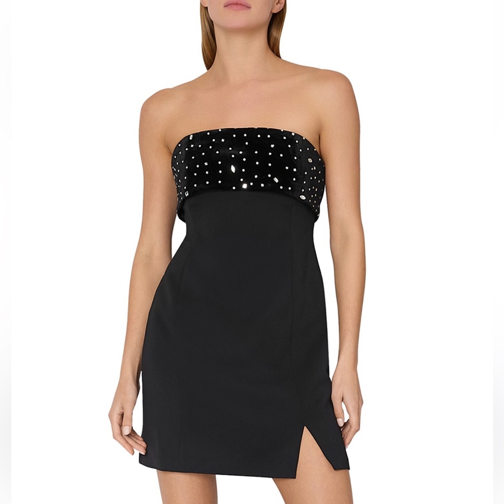 Milly Indy Combo Velvet Crystal Embellished Mini Dress